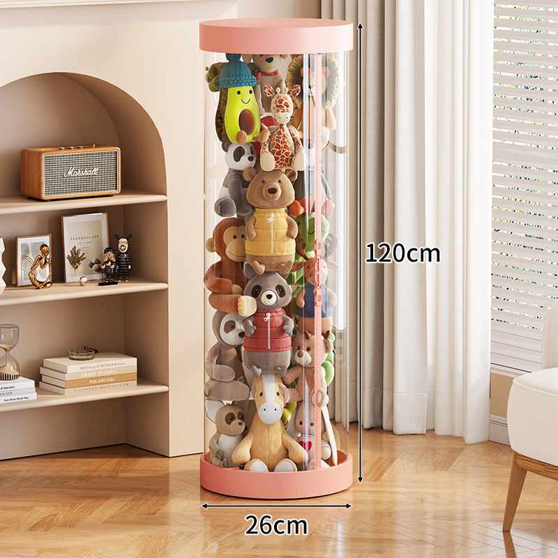 Tall Transparent Cylindrical Plush Toy Display & Storage Tower