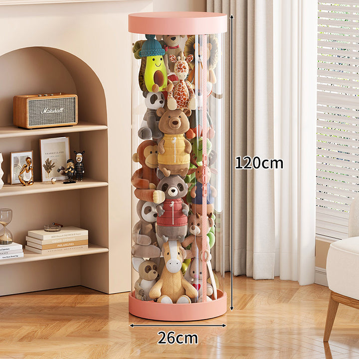 Tall Transparent Cylindrical Plush Toy Display & Storage Tower