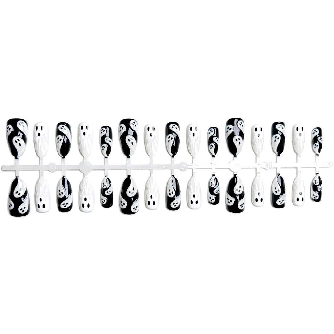 Artistic Ghost-Themed Press-On Nails