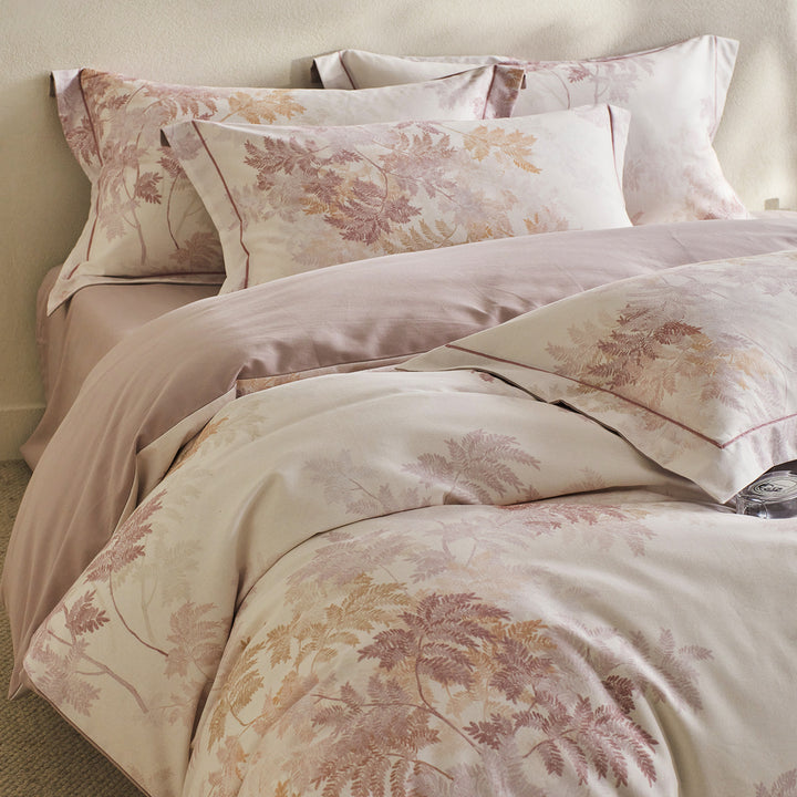 Reversible Botanical Cotton Sateen Duvet Cover Set with Pillow Shams