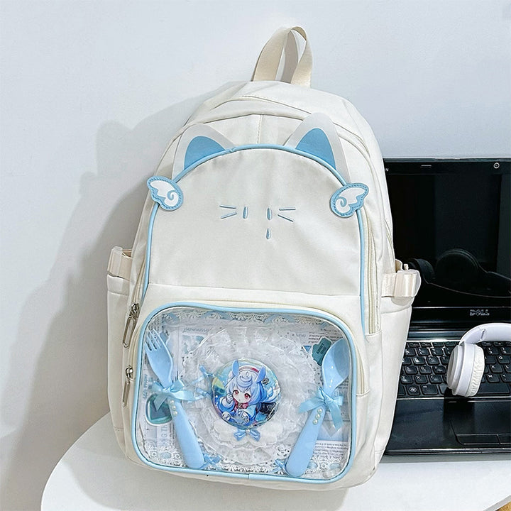 Playful Cat-Ear Graphic Backpack Stornfield