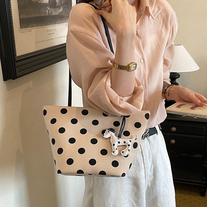 Polka Dot Canvas Shoulder Tote Stornfield
