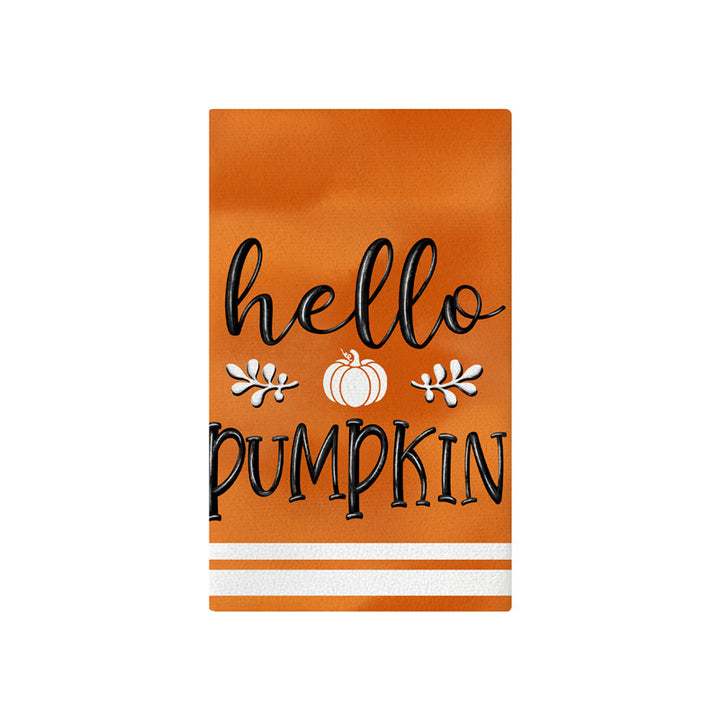 Vertical Buffalo Check Autumn Garden Banner with Painted Pumpkin Illustration