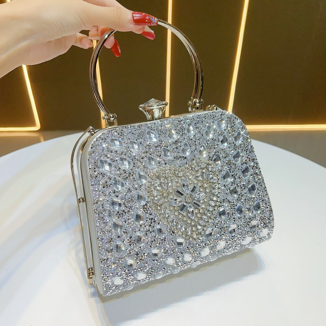 Heart-Shaped Crystal Evening Handbag