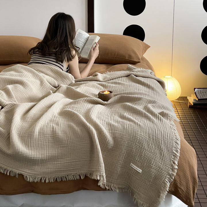 Cozy Waffle Knit Throw Blanket