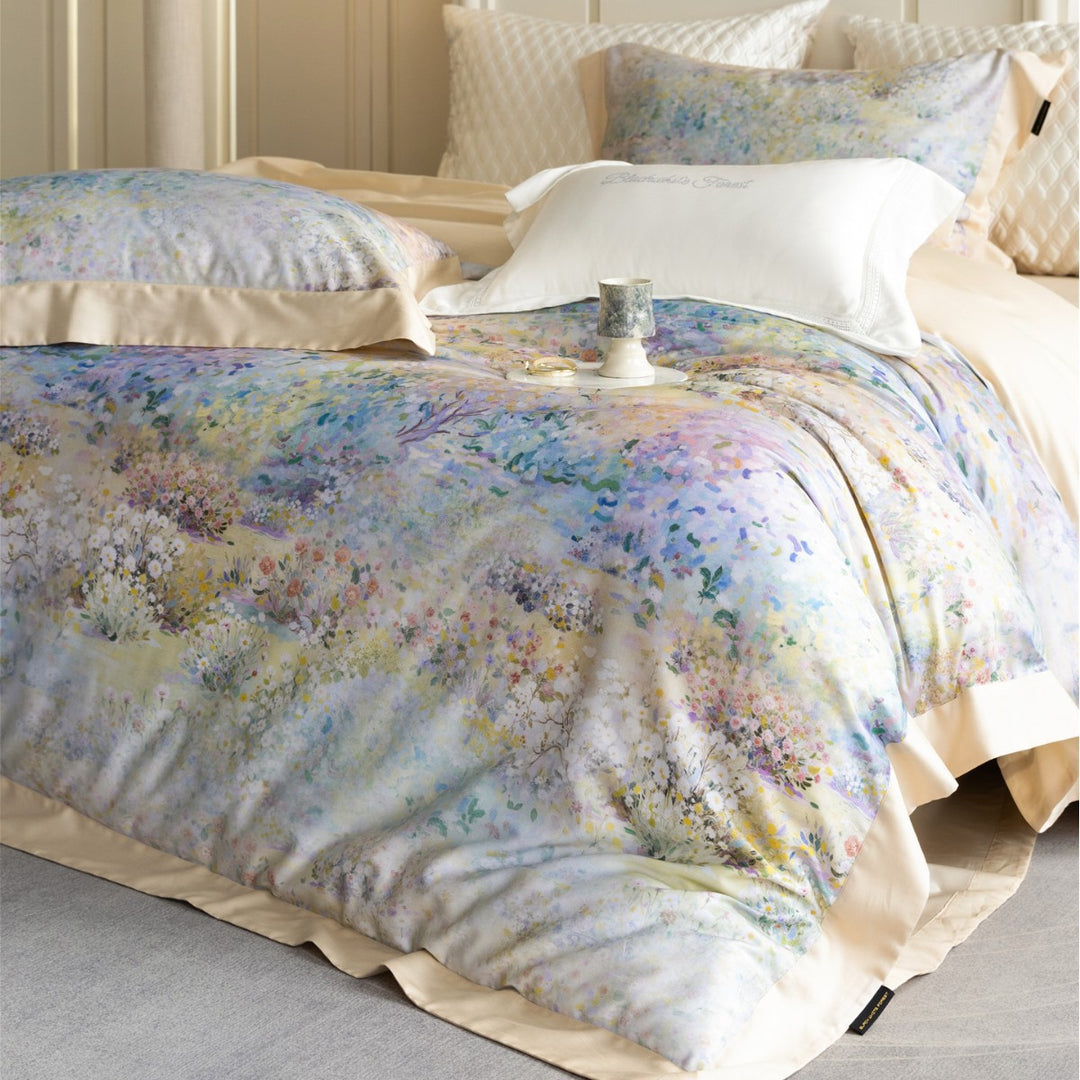 Floral Watercolor Cotton-Sateen Duvet Cover Set