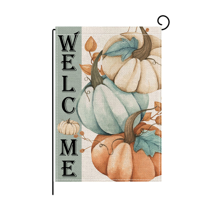 Decorative Burlap Garden Flag Welcome Pumpkin Polka Dot Yard Banner