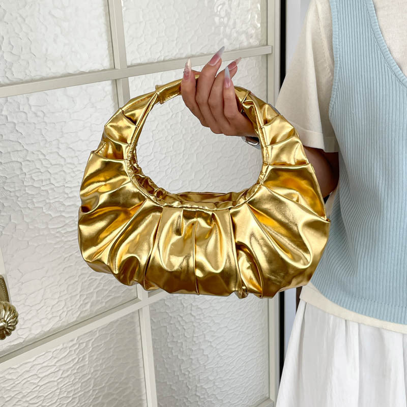 Ruffled Metallic Handbag