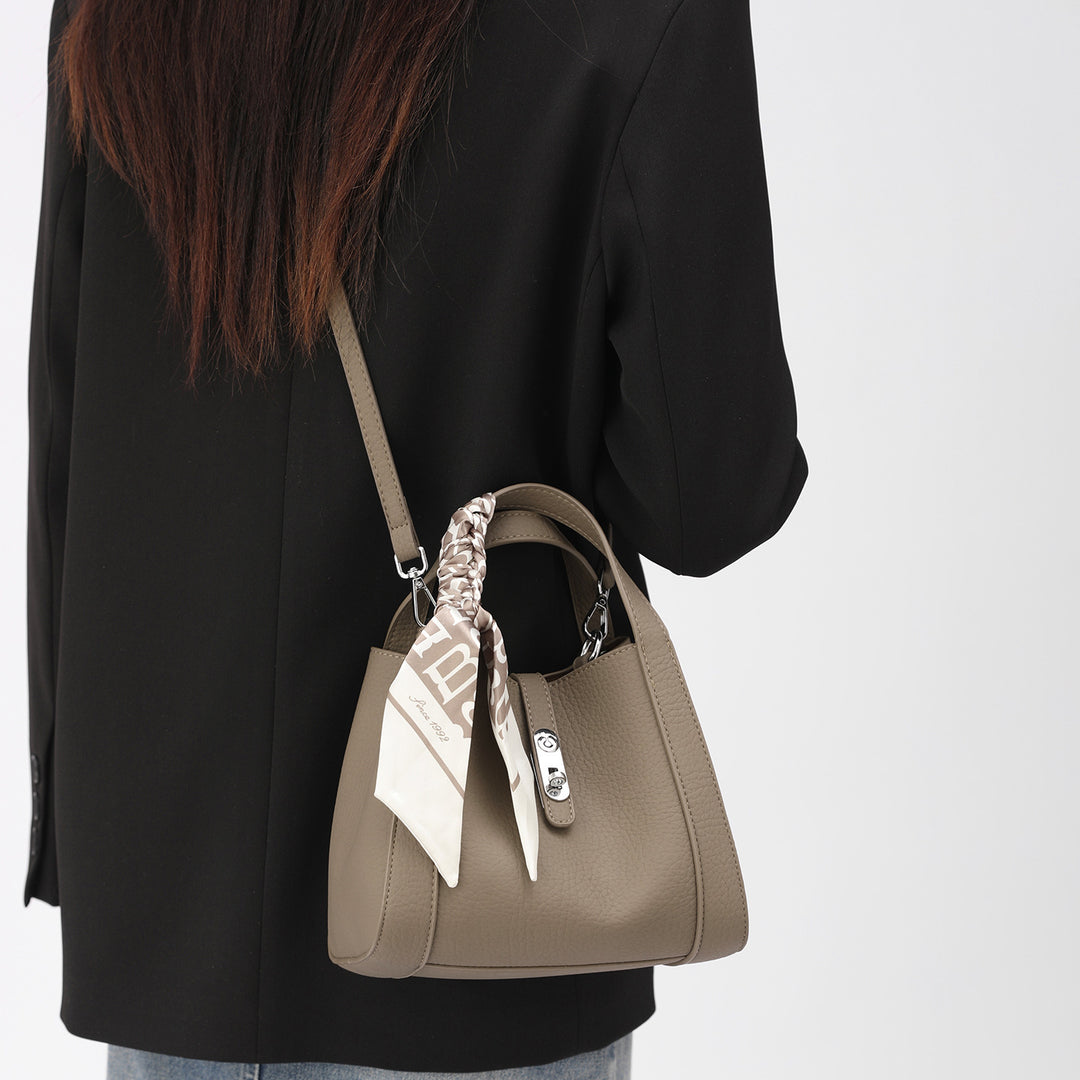 Stylish Structured Handbag with Scarf Detail