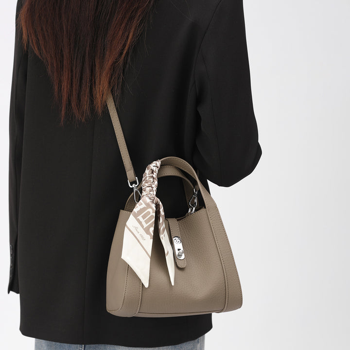 Stylish Structured Handbag with Scarf Detail