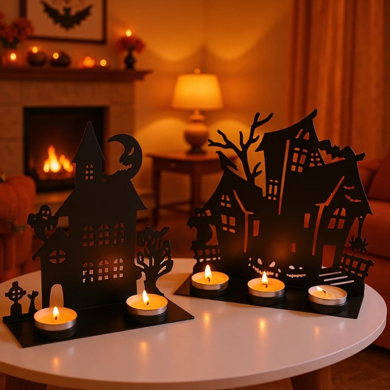 Haunted House Metal Tealight Candle Holder Decor Stornfield