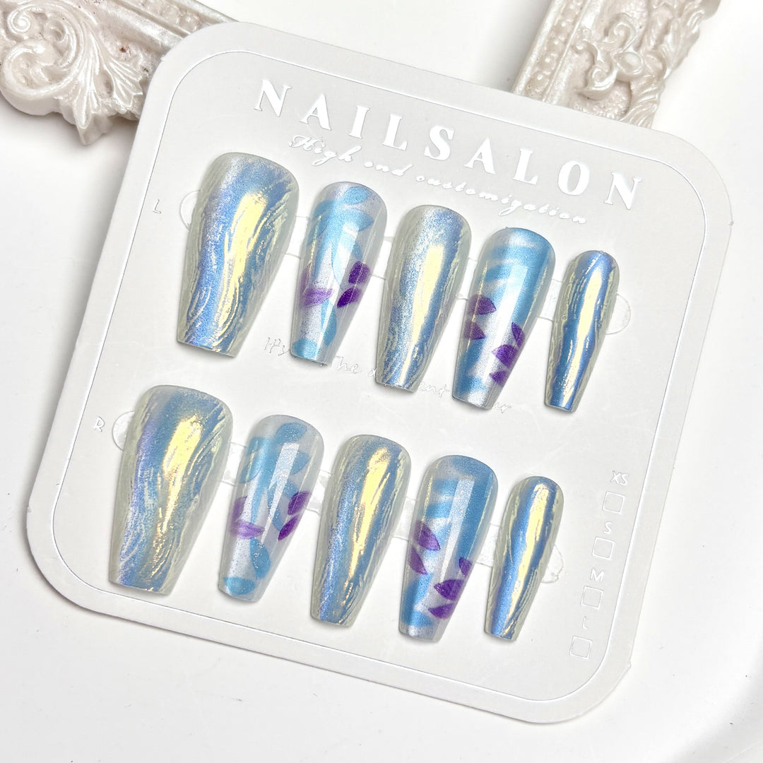 Press-On Nail Art Set with Floral and Glossy Finish