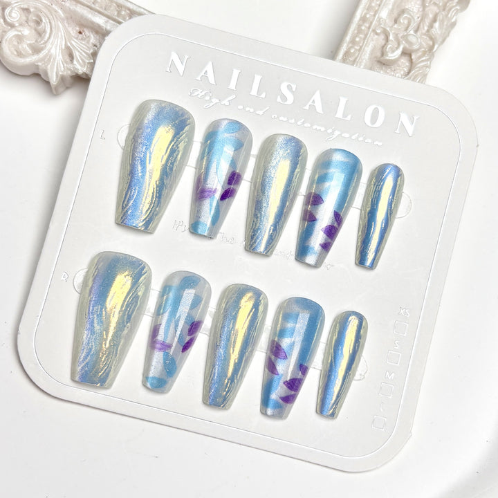 Press-On Nail Art Set with Floral and Glossy Finish