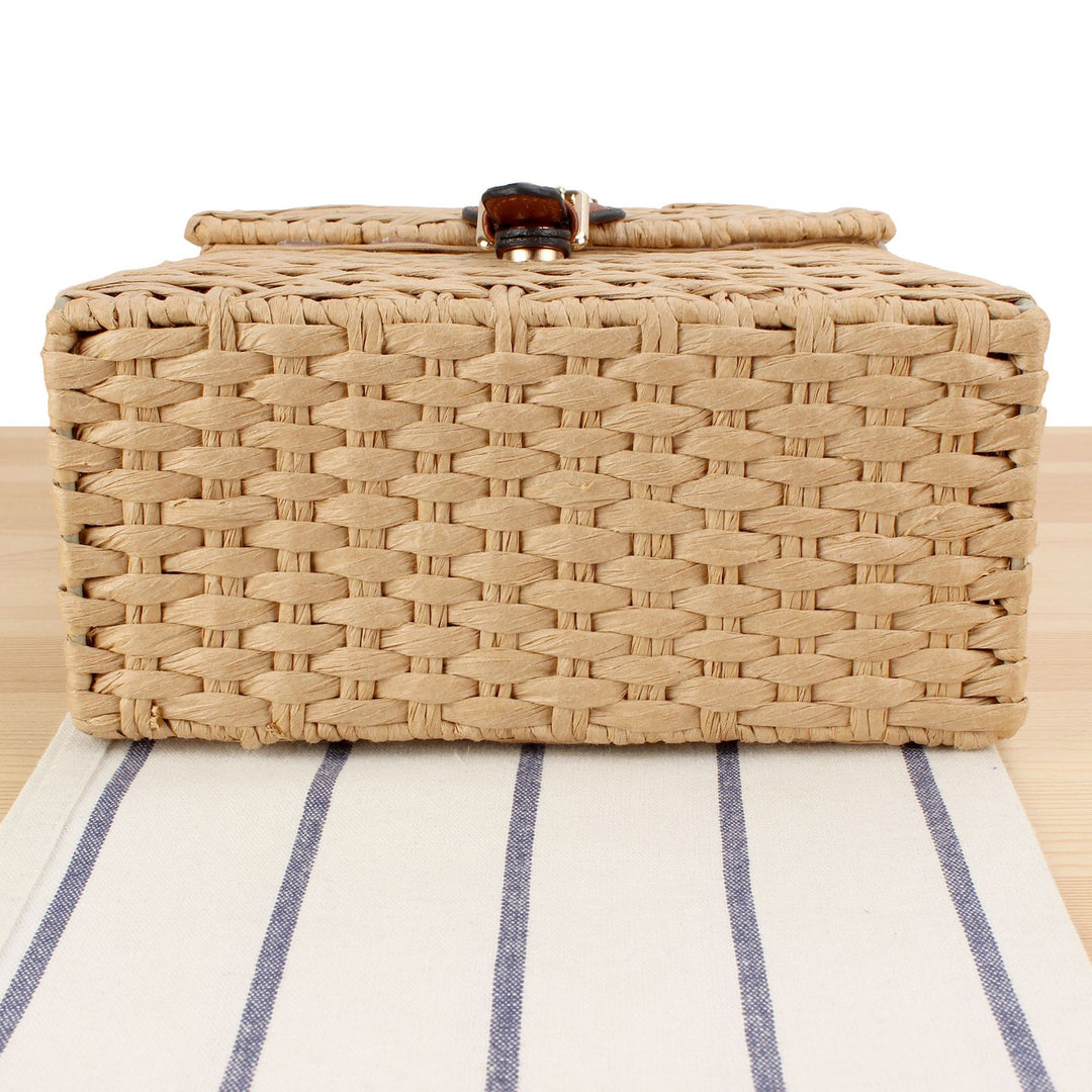Handbag Made of Handwoven Natural Material with Stylish Leather Closure Stornfield