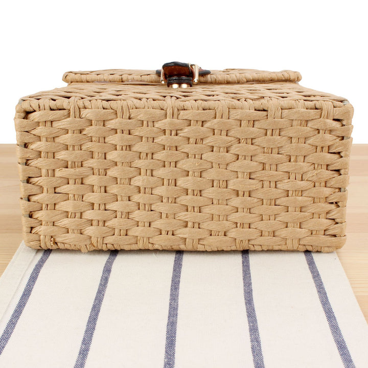 Handbag Made of Handwoven Natural Material with Stylish Leather Closure Stornfield