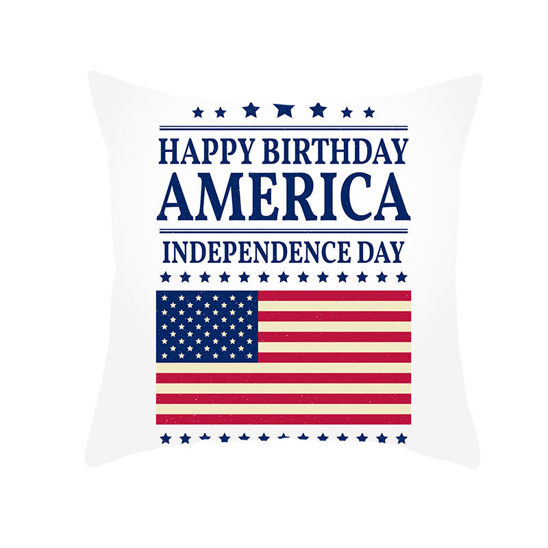 Patriotic Independence Day Cotton Canvas Throw Pillow Cover