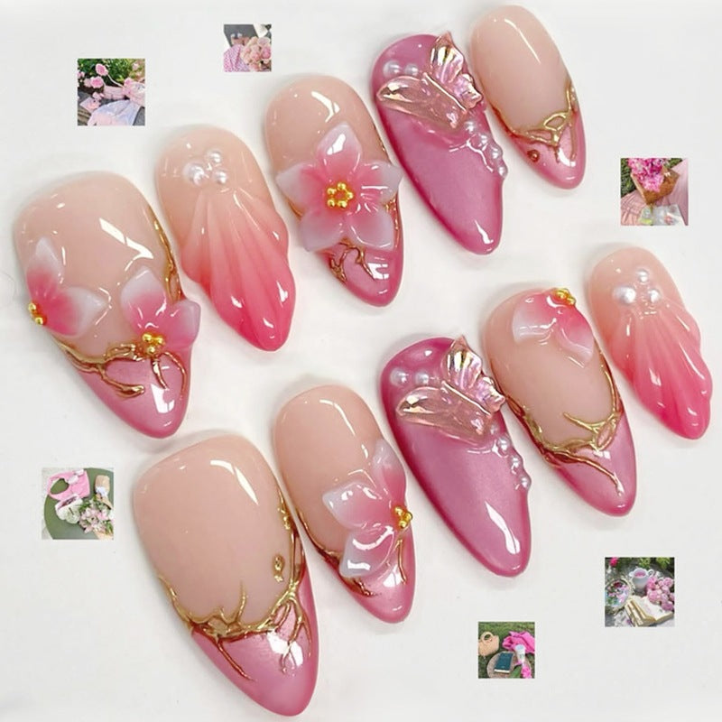 Artificial Nail Set with Floral and Glitter Designs Stornfield