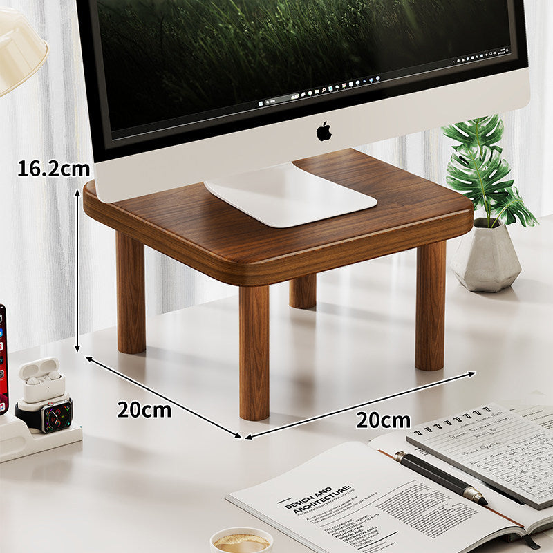 Compact Solid Wood Monitor Riser Stand with Four Round Legs