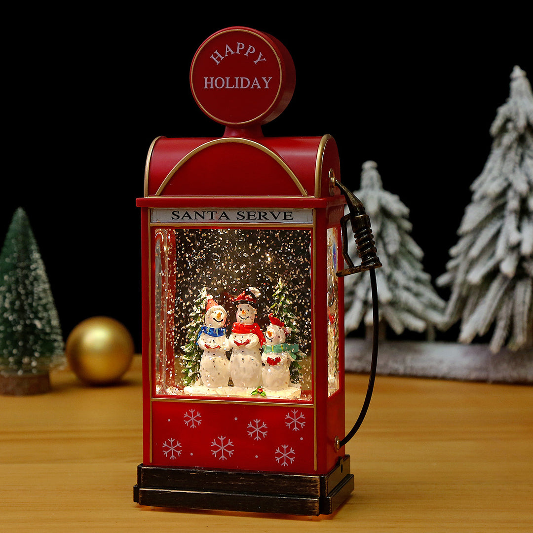 Nostalgic Christmas lantern with moving snowman scene Stornfield