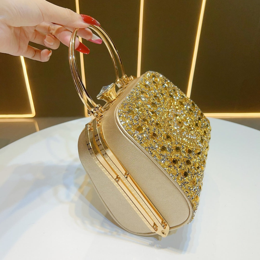 Heart-Shaped Crystal Evening Handbag