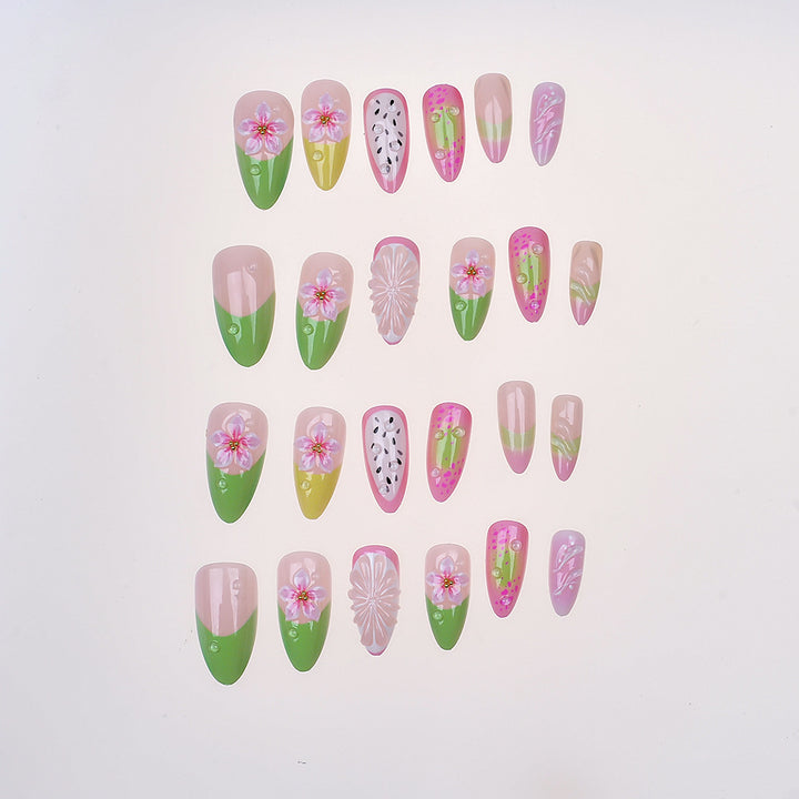 Artistic Floral-Patterned Press-On Nail Set Stornfield