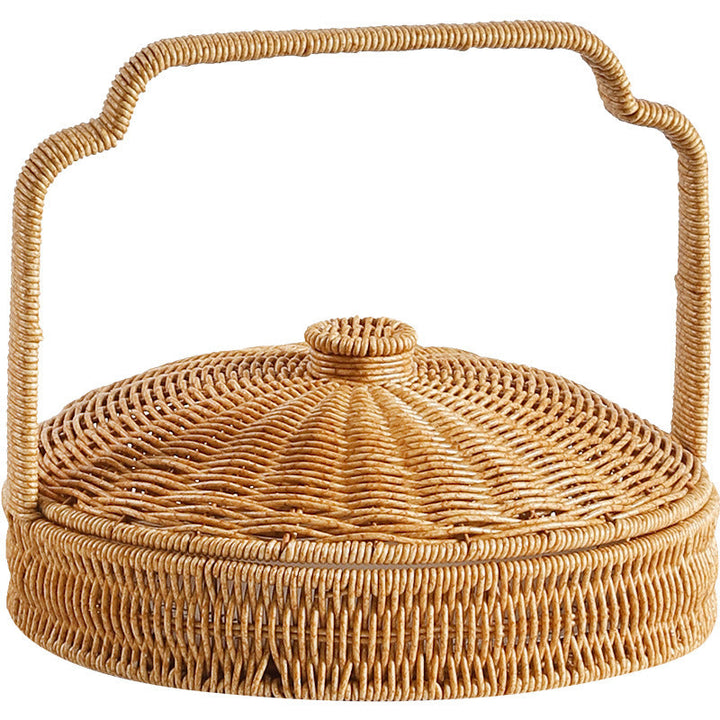 Handwoven Round Serving Basket with Ergonomic Handle Stornfield