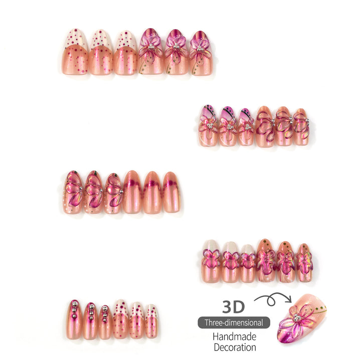 Artistic Floral Embellished Press-On Nails