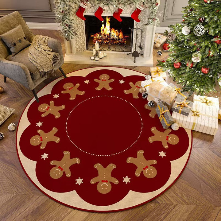 Christmas-Themed Round Area Rug for Home