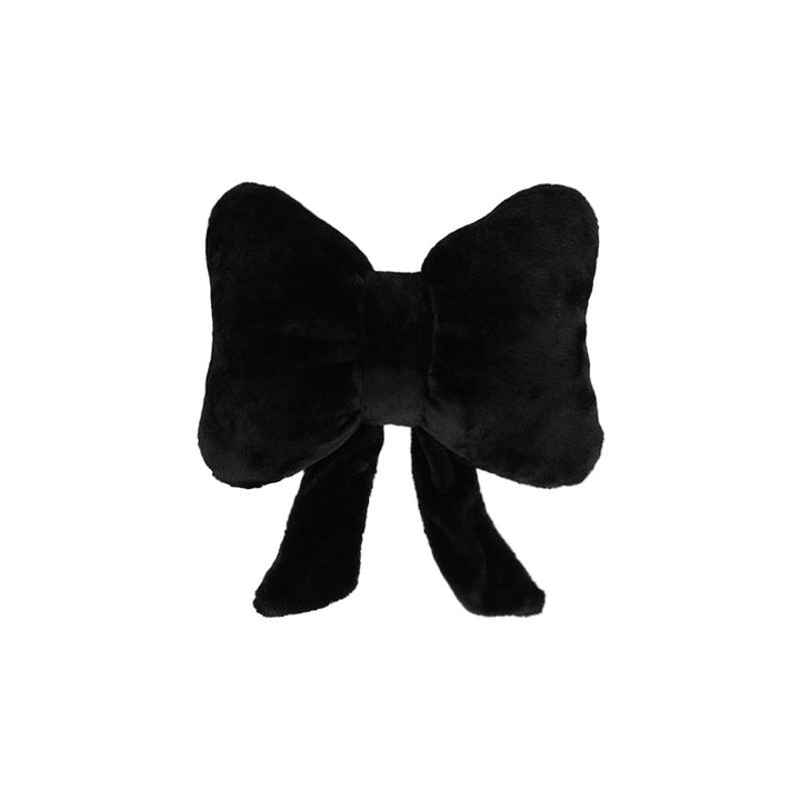 plush bow-shaped decorative throw cushion with long tails and faux-fur texture Stornfield