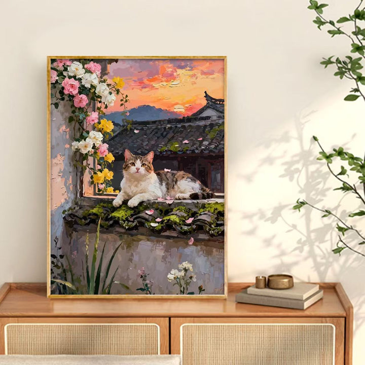 Yawning Cat Canvas Wall Art Print Stornfield