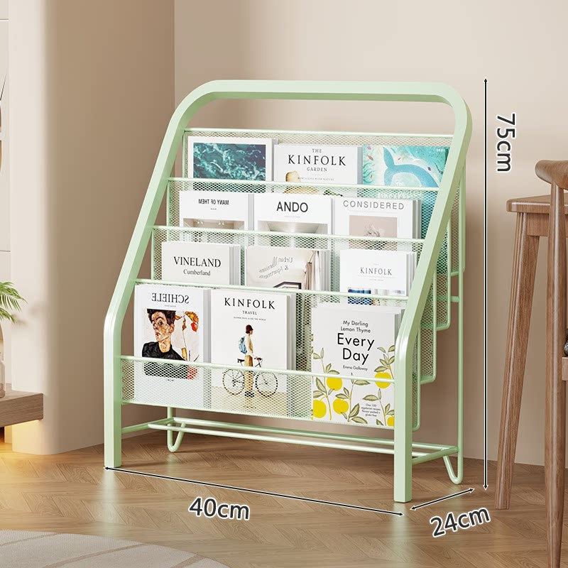 Slanted Tiered Mesh Floor Book and Magazine Display Rack