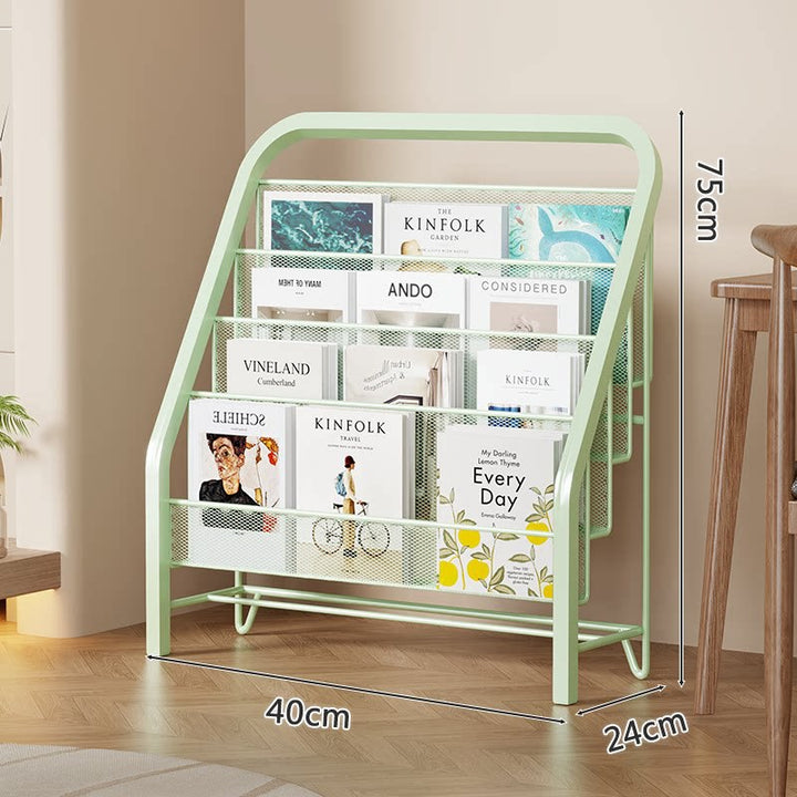 Slanted Tiered Mesh Floor Book and Magazine Display Rack