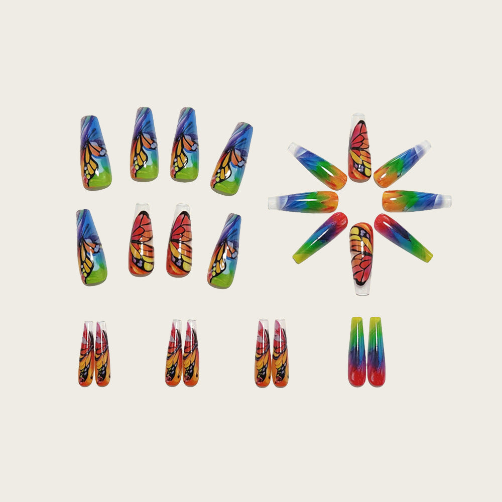 Artificial nails with colorful butterfly design Stornfield