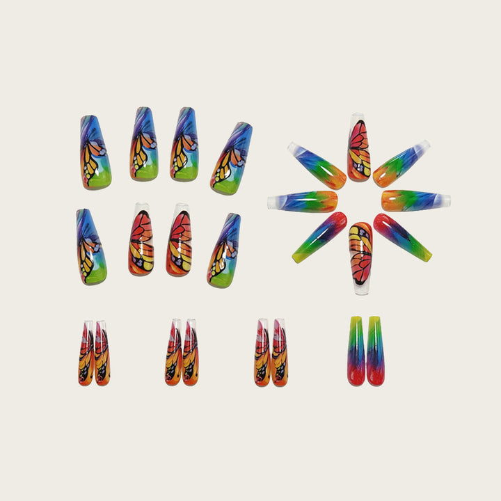 Artificial nails with colorful butterfly design Stornfield