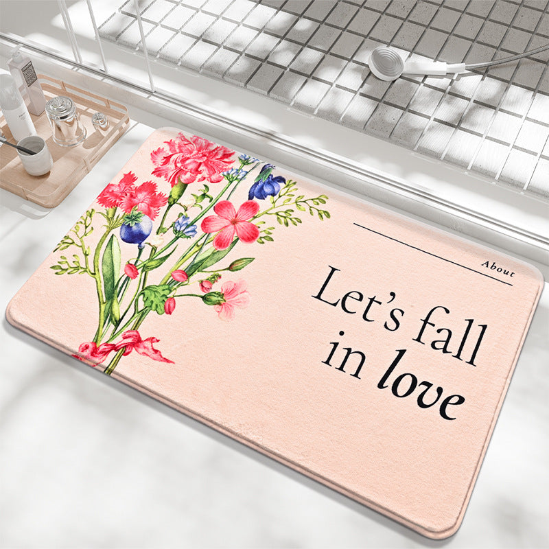 Floral-Decorative Bathroom Mat Stornfield