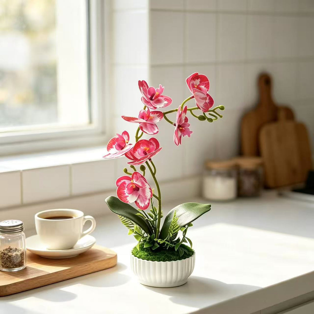 Elegant Faux Orchid Arrangement for Indoor Decor Display