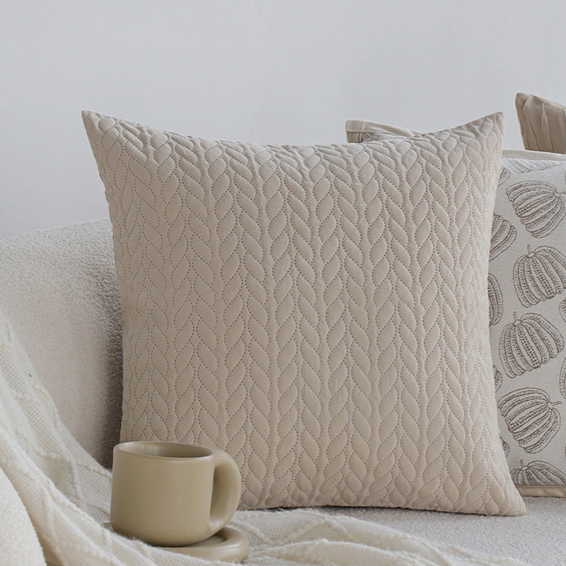 Square decorative pillow cover with tufted grid relief and tassel appliqués Stornfield