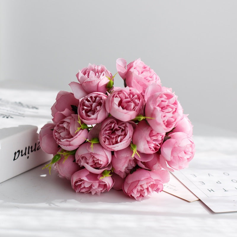 Realistic Synthetic Peony Bouquet