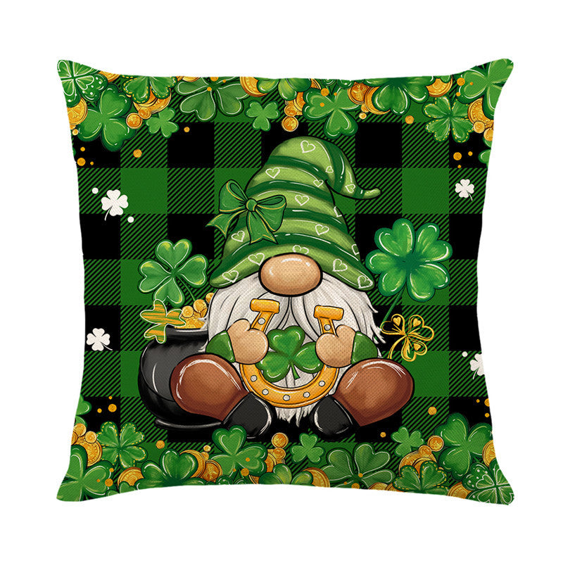 Shamrock Gnome Decorative Cotton-Linen Throw Pillow Covers Pack
