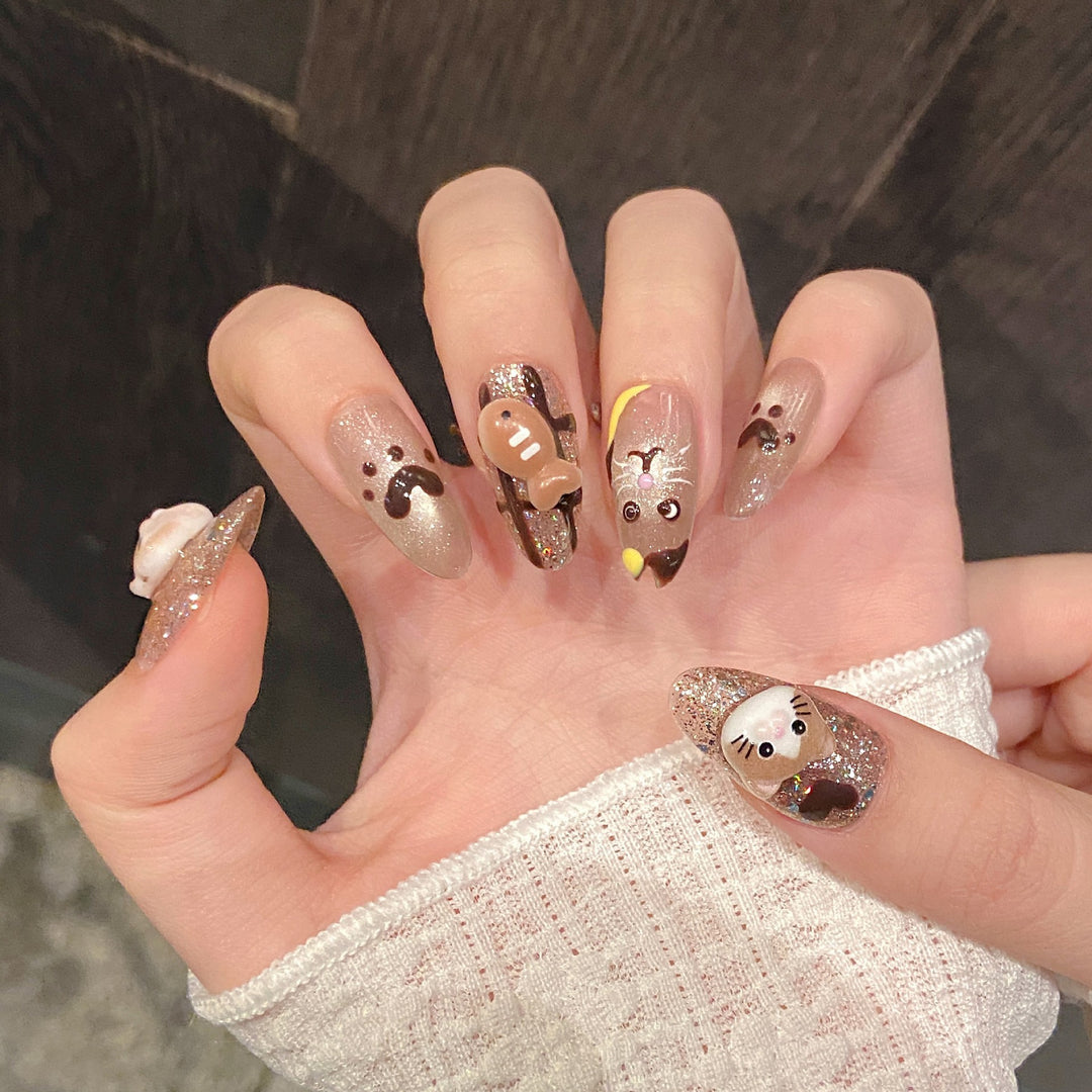 Whimsical Animal-Themed Press-On Nail Set