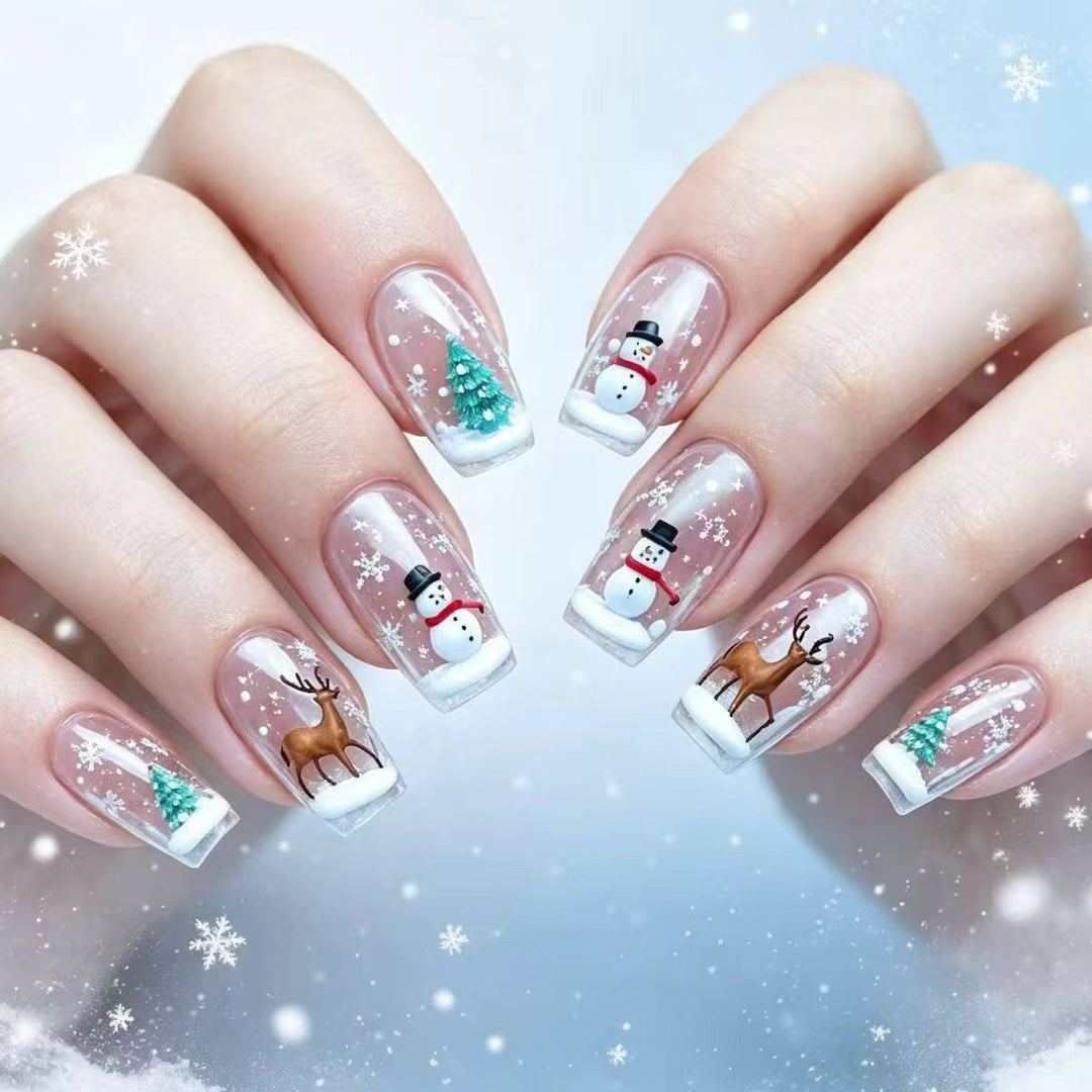 Artificial nails with festive winter design Stornfield