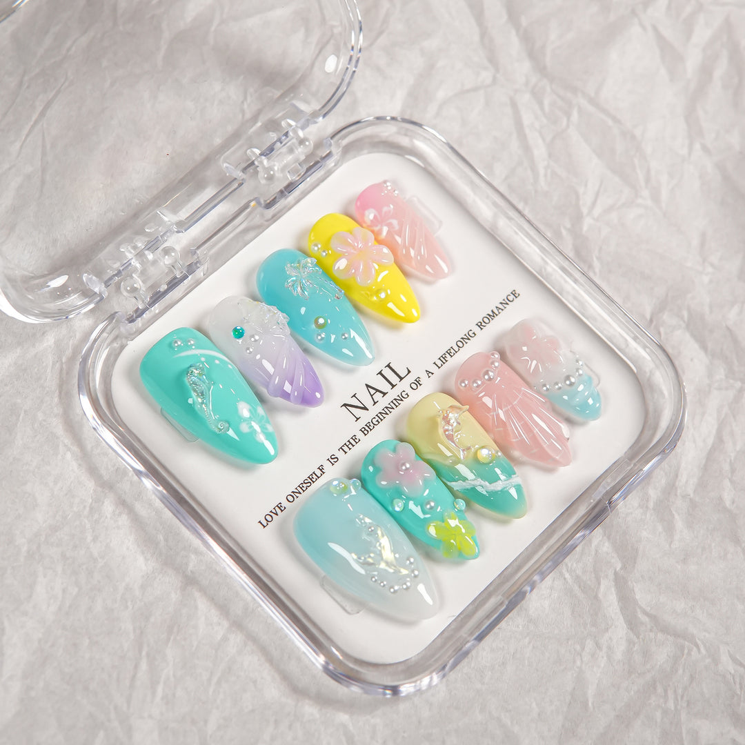 Decorative Press-On Nail Set with Unique Artistry