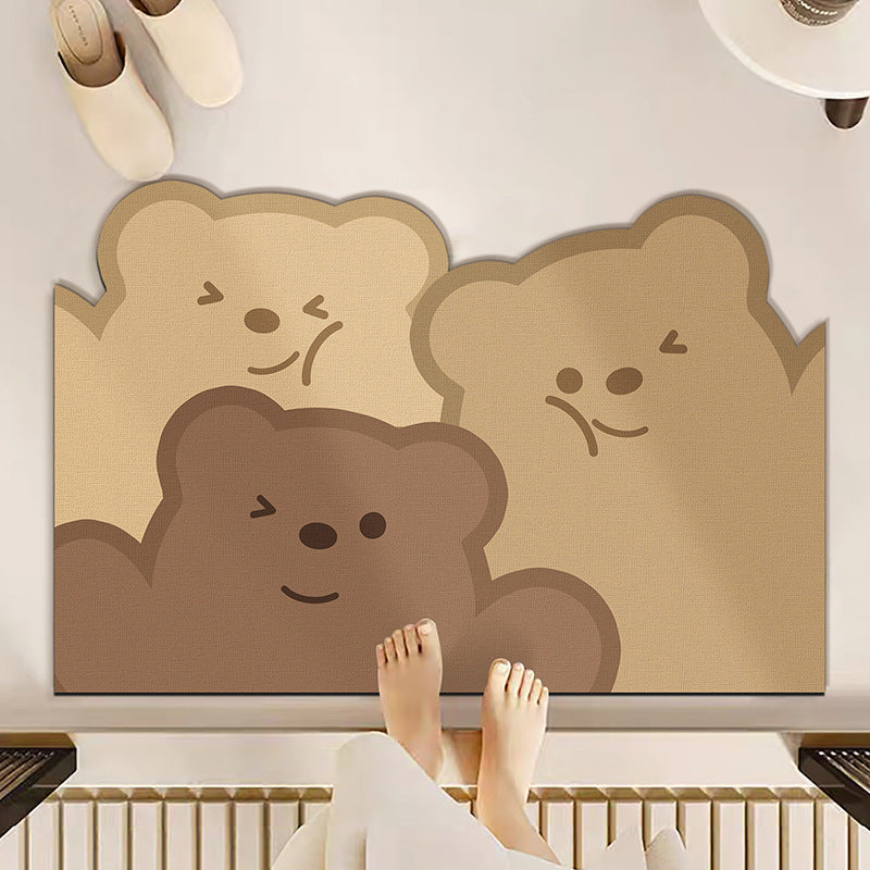 Cute Bear-Themed Welcome Mat for Home Entryway