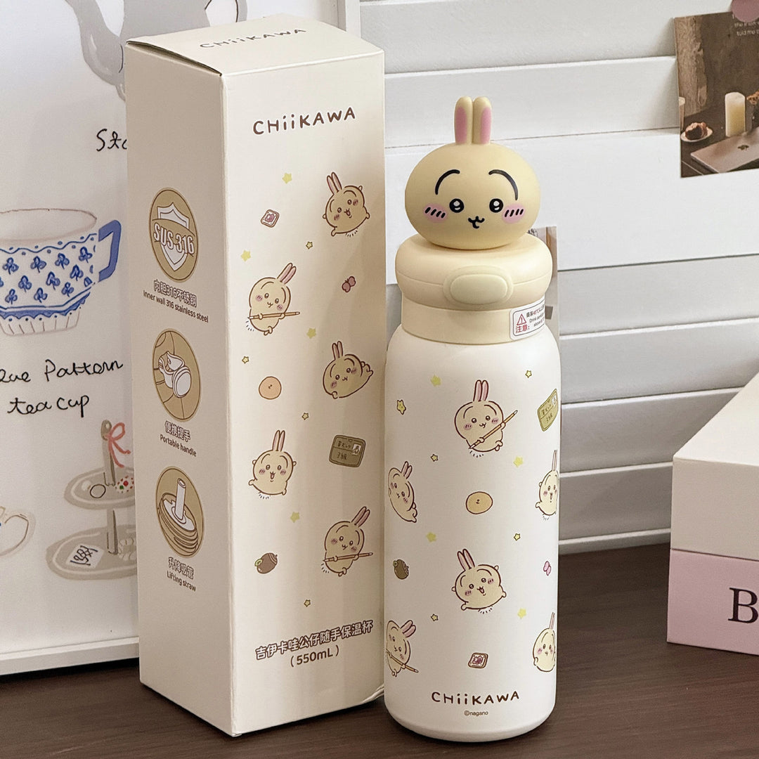 Women Stainless Steel Water Bottle with Interactive Animal Head Design Stornfield