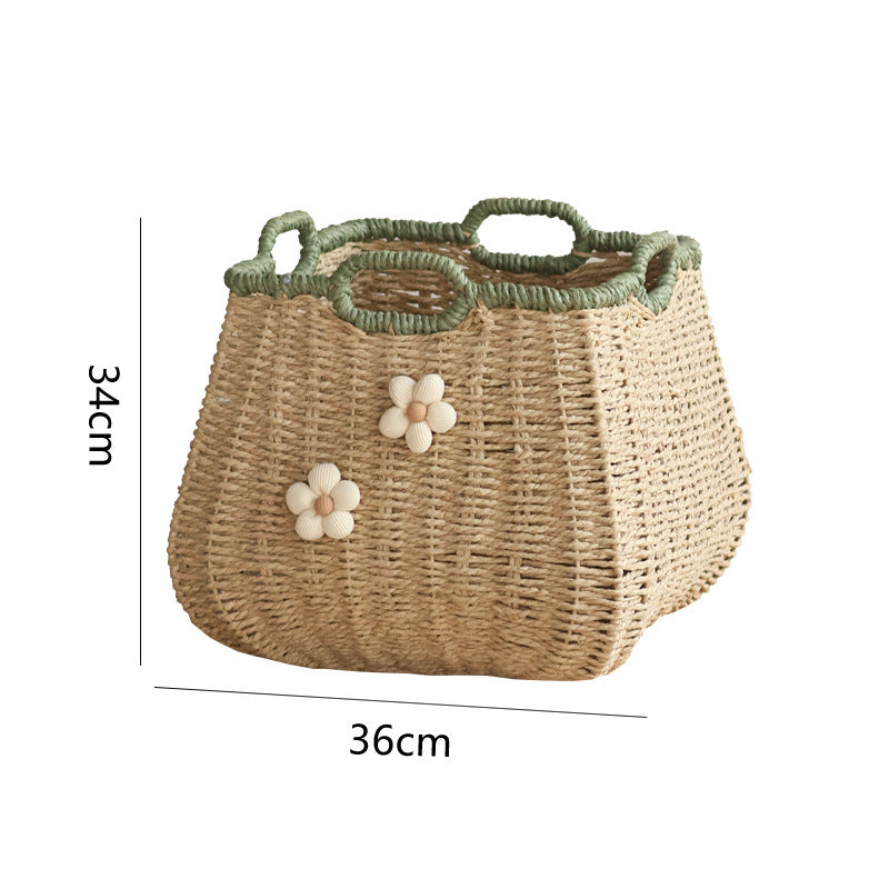 Stylish storage basket with flower appliqué Stornfield