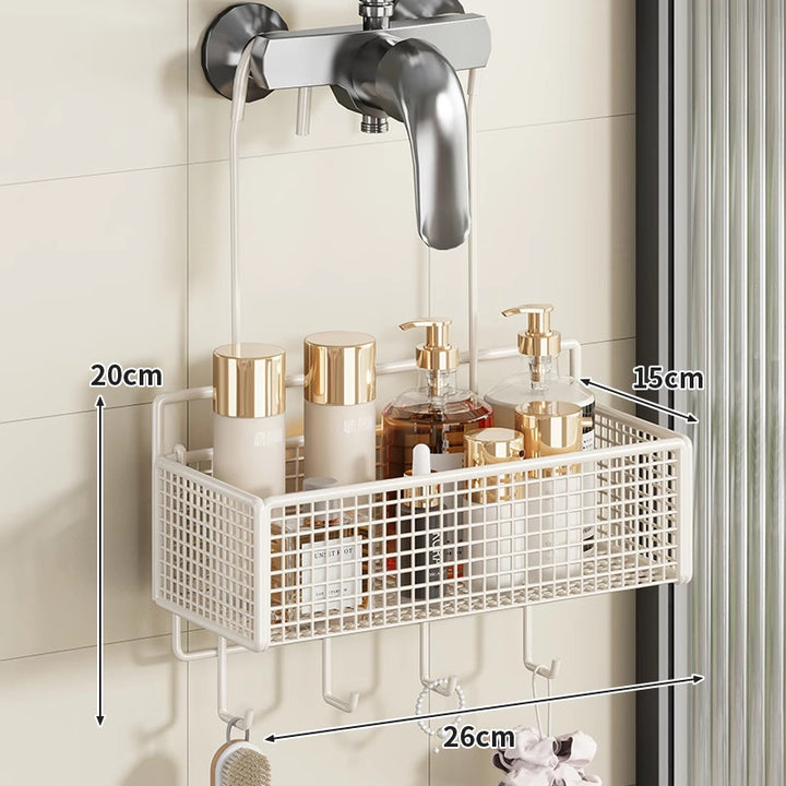 Overhead Faucet Hanging Mesh Shower Caddy with Hook Rack