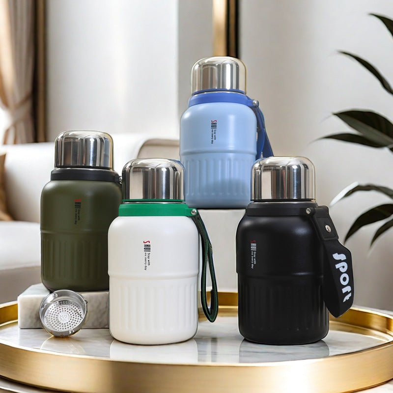 Insulated stainless steel drinking bottle with removable tea strainer Stornfield