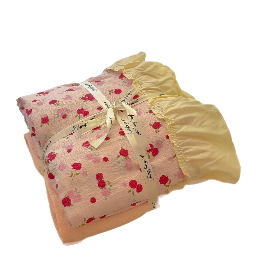 Floral Ruffled Bedding Comforter Set