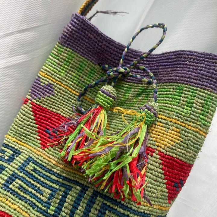 Handmade tote bag with colorful tassels Stornfield