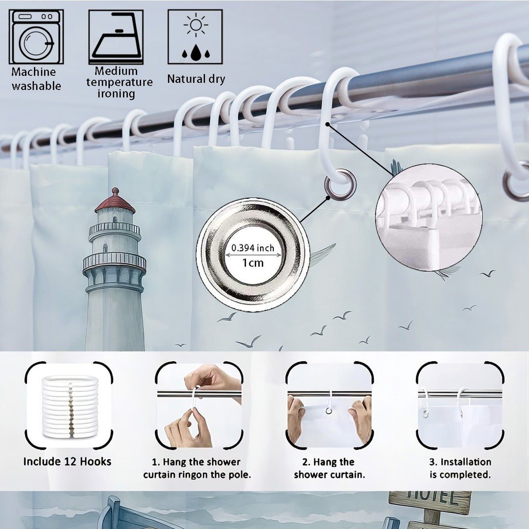 Coastal Lighthouse-Themed Four-Piece Bathroom Set Stornfield